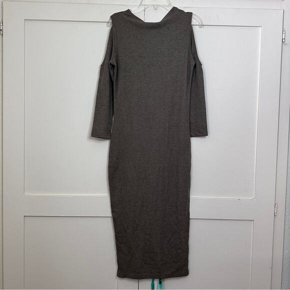 NWT Mistress Rocks Too Hot Taupe old Shoulder Dress Medium - Picture 6 of 7